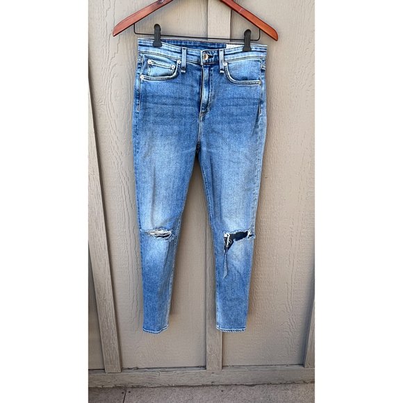 Rag & Bone Nina High Rise Ankle Skinny Distressed Tulsa Wash $225 Size 27 - Picture 3 of 9